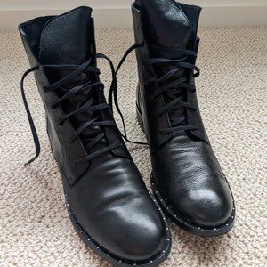 FREDA SALVADOR Alanis Black Combat Boots, size 8